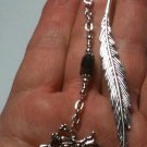 MINI Leaf Bookmark with Hematite Bead & Antique SilverTone Harley HD Charm,Beads