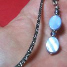 Opal Opalite and Natural Amethyst Beads Silver Tone MINI Bookmark Length 3 3/8"