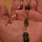 Dangling Green, Gold & Rose Color Beads Gold Tone MINI Wavy Bookmark "Handmade"