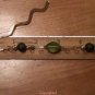 Dangling Green, Gold & Rose Color Beads Gold Tone MINI Wavy Bookmark "Handmade"