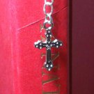 Silver Tone Wavy Mini Bookmark with Dangling Chain & Cross Handmade SHIPS FREE