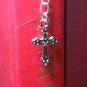 Silver Tone Wavy Mini Bookmark with Dangling Chain & Cross Handmade SHIPS FREE