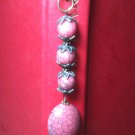 Mini Bookmark Antique Bronze Tone with Mauve Porcelain Crackle Beads "Handmade"