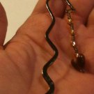 Black Mini Bookmark with Dangling Cats Eye Heart Amber Acrylic Beads Handmade