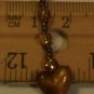 Black Mini Bookmark with Dangling Cats Eye Heart Amber Acrylic Beads Handmade