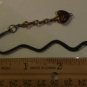 Black Mini Bookmark with Dangling Cats Eye Heart Amber Acrylic Beads Handmade