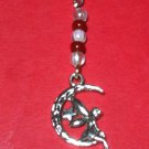 Silver Tone Beaded Mini Bookmark w/Dangling Fairy/Crescent Moon/Star Handmade
