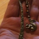 Antique Bronze Tone Mini Bookmark with Bicone & Acrylic Beads 3D Squirrel Charm