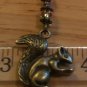 Antique Bronze Tone Mini Bookmark with Bicone & Acrylic Beads 3D Squirrel Charm