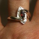 0.62ctw Natural Garnet & Diamond Ring Size 8 .925 Sterling Silver