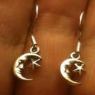 PETITE Crescent Moon & Star Dangle Earrings 925 Sterling SIlver FREE SHIPPING