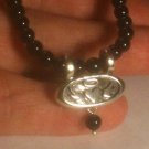 Natural Onyx Beaded Necklace Double Bale Sliding Pendant 925 Sterling Silver 16"