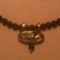 Natural Onyx Beaded Necklace Double Bale Sliding Pendant 925 Sterling Silver 16"
