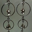 Graduated Triple Circles Dolphins Dangle Drop Earrings .925 Sterling Silver OAK