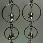 Graduated Triple Circles Dolphins Dangle Drop Earrings .925 Sterling Silver OAK
