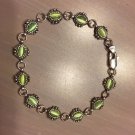 CREATED Green Catseye PETITE Bracelet 7 inches 925 Sterling Silver FREE SHIPPING