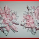 Pink & White Micro Mini Small Hair Bow Set