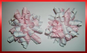 Pink & White Micro Mini Small Hair Bow Set