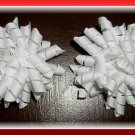White Snowball Theme Micro Mini Small Hair Bow Set