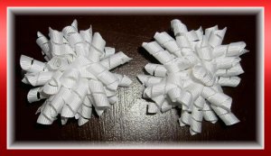 White Snowball Theme Micro Mini Small Hair Bow Set