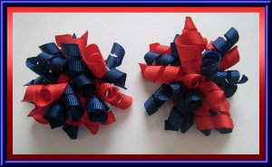 Red & Blue Mini Micro Small Korker Hair Bows