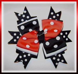 Funky Spiked Love Bug Layered Boutique Hair Bow