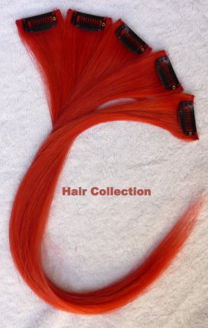 12"Red Human Hair Clip in Extensions 5pcs