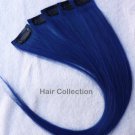 12"Blue Human Hair Clip in Extensions 5pcs