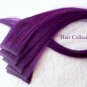 18"Purple Human Hair Clip in Extensions 5pcs