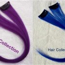 12" 2 Blue & 2Purple -  Human Hair Clip In Extensions for Highlight