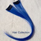 18"Blue-100% Human Hair Clip on in Extensions(2pcs)