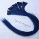 Blue - 18"Long 100%  Human Hair Clip-In Extensions for Highlights (5pcs)