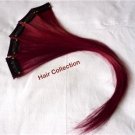 12"Burgundy-100% Human Hair Clip In Extensions(5pcs)