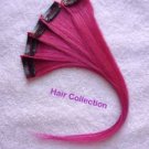 12" Hot Pink  Human Hair Clip-On Extensions for Highlights(5pcs)