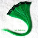 12"Green Human Hair Clip In Extensions  for Highlights(5pcs)