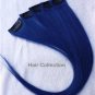 12"Blue Human Hair Clip-On Extensions for Highlights(5pcs)