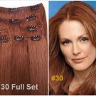 18"#30(M.Auburn) Remy Human Hair Clip-In Extensions  Full Set- 9 pcs /130 grams