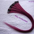 18" Burgundy- Human Hair Clip on in Extensions for highlights(5 pcs)
