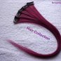 18" Burgundy- Human Hair Clip on in Extensions for highlights(5 pcs)