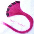 18"Hot Pink Human Hair Clip On Extensions(5pcs) for Highlights