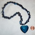 Blue & Black Lampwork Glass Pendant