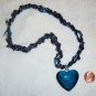 Blue & Black Lampwork Glass Pendant