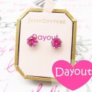 $48 Authentic JUICY COUTURE Pink Princess Silver Stud Earrings YJRU5410 new