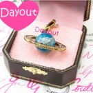 Authentic JUICY COUTURE Blue Crystal PLANET JUICY Gold Bracelet Charm YJRUO424