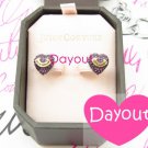 $48 JUICY COUTURE Pave Purple Heart Silver Stud Earrings YJRU3291 new in box