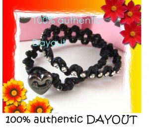 $48 authentic JUICY COUTURE CHIC HEART CHARM RHINESTONE WOVEN ROPE WRAP BRACELET