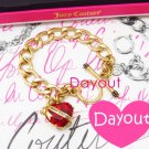 JUICY COUTURE Red Heart Stone Starter Charm Gold Bracelet YJRU5658 new in box