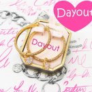JUICY COUTURE Pave Crystal Rhinestone Gold Large Hoop Earrings Dangle Drop Charm