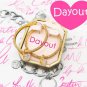 JUICY COUTURE Pave Crystal Rhinestone Gold Large Hoop Earrings Dangle Drop Charm