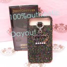 JUICY COUTURE Black Glitter Jelly Crown Charm  iPhone 4 S 4S Case Sleeve Cover